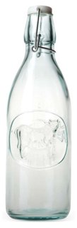 S/2 Recycled Glass Milk Bottles