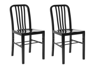 Black Waverly Side Chairs, Pair