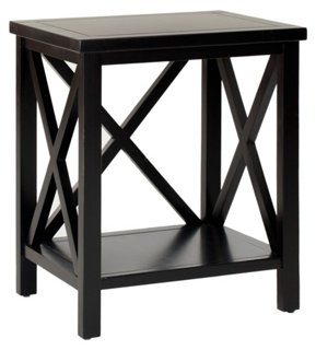 Lucas Cross-Back End Table, Black