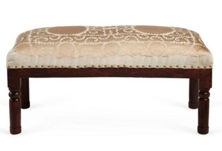 Embroidered Bench, Ivory