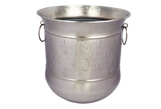 Embossed Planter, Pewter Finish