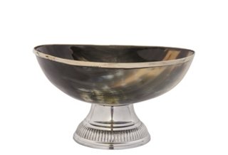 Large Horn Bowl with Metal Stand