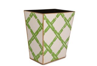 Tapered Wastebasket, Light Green/Ivory