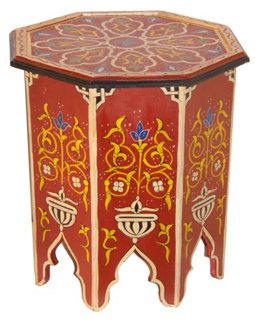 Moroccan Painted Occasional Table, Rust